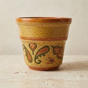 Bitossi Liberty Planter Italian Art Pottery Cachepot Floral Aldo Londi Mustard